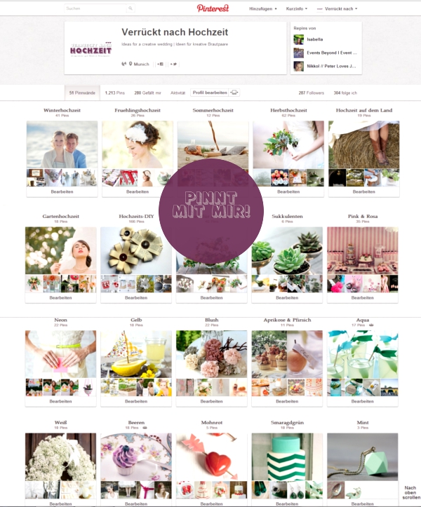 Pinntmitmir Verrückt nach Hochzeit bei Pinterest